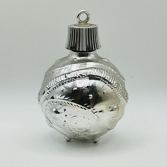 Vintage Avon Christmas Ornament Silver Bubble Bath 1970s Empty - Picture 2 of 8